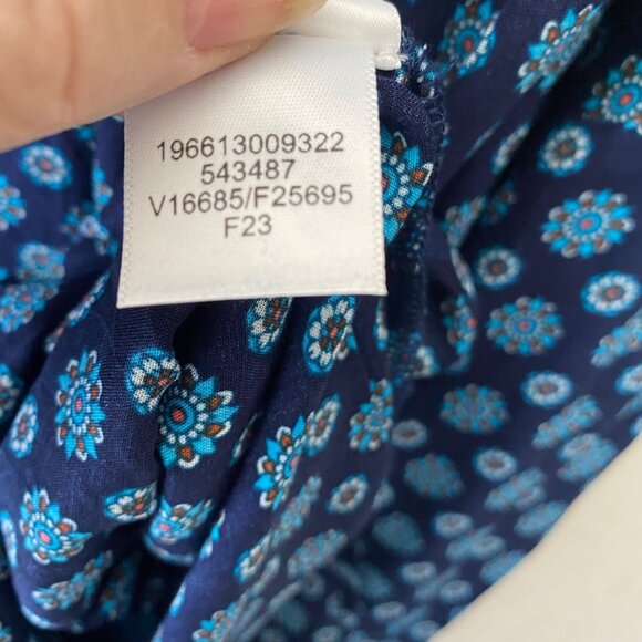 Lands End Long Sleeve Button-Up Tunic Shirt Dress L-XL Blue Floral Print Boxy La - Picture 5 of 15